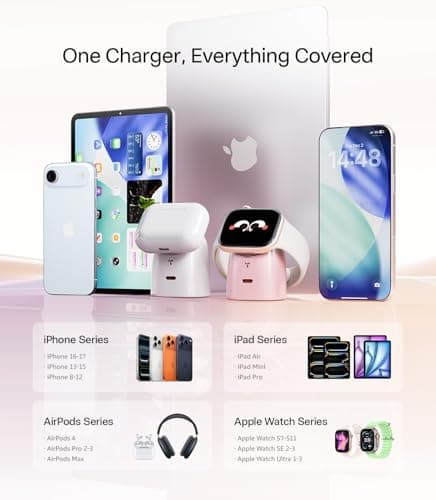 TORRAS Flasheye for Apple Watch Charger & iPhone Charger, 2-in-1 GaN 45W USB C Phone Charger, Foldable Compact Wall Charger Block for Travel, Bedside, Fast Charging for iPhone,iPad,AirPods, Warm White - Thumbnail 6