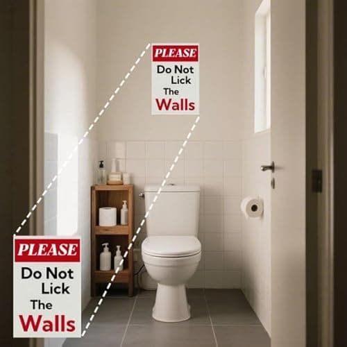 Carastora Funny Metal Sign "PLEASE DO NOT LICK THE WALLS" - Vintage Tin Decoration for Bathroom, Bar, Cafe, Garage or Home - Humorous Plaque 8x12 Inch - Thumbnail 2