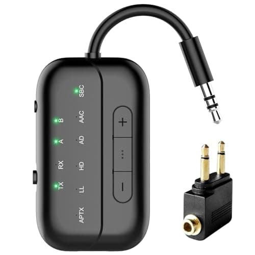 2026 Pro Bluetooth 5.4 Transmitter Receiver with Qualcomm Chipset,2-in-1 Airplane Wireless Adapter for Flight,TV,PC,Gym,Switch,Works with 2 AirPods/Headphones;Audio AUX Receiver for Car/Home Stereo - Image 1