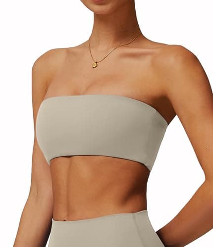 Comper Women's Strapless Bras Wireless Tube Top Comfortable Stretchy Padded Bandeau Bra Casual Bralette Everyday Bra Beige - Image 1