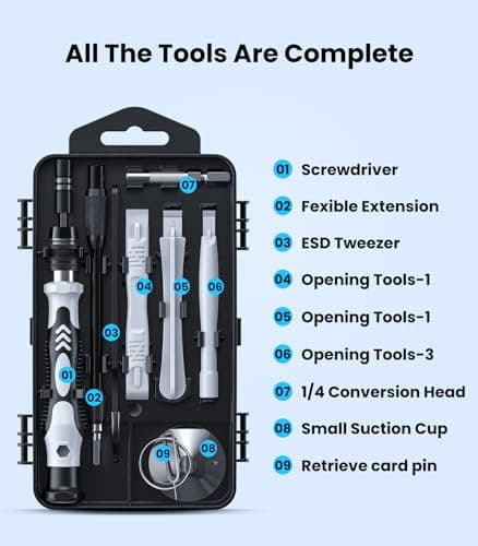 AXTH 115-in-1 Precision Screwdriver Set, [Super Durable] Mini Professional Magnetic Repair Tool Kit, Small Screwdriver for Phone, Computer, Watch, Laptop, Macbook, Eyeglass, Electronic - Thumbnail 6