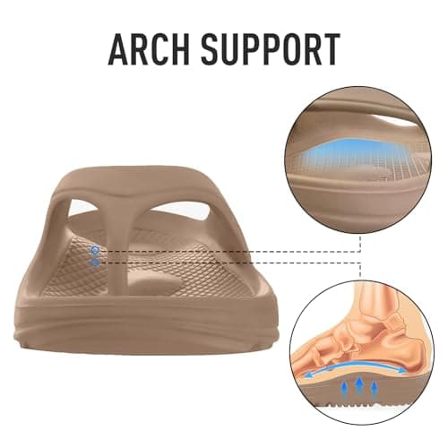 shevalues Orthopedic Sandals for Women Arch Support Recovery Flip Flops Pillow Soft Summer Beach Shoes, Khaki 42 (11-11.5 Women/9.5-10 Men) - Thumbnail 4