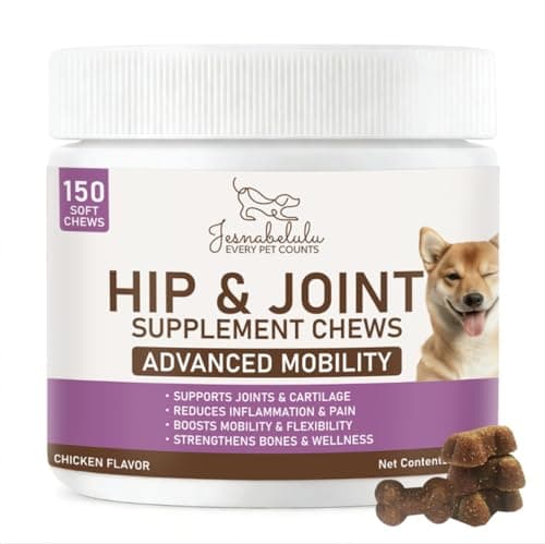 JESNABELULU Joint Care Chews for Dogs-High Levels of Glucosamine, Green Lipped Mussels, Omega 3 and Turmeric - Hip and Joint Supplement for Dogs to Helps Ease Discomfort & Stiffness-150 Soft Chews - Image 1