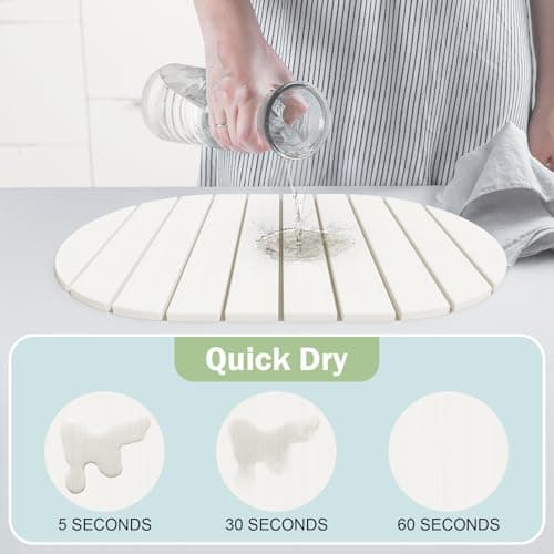 Stone Dish Drying Mat for Kitchen Counter,24"(L)×16"(W) Collapsible Fast-Drying Diatomaceous Earth Mats with Towel Sanding Tool,Versatile Stone Drying Mats for Cups Dishes Bottles - Thumbnail 2