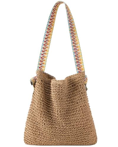 Women Straw Bags Summer Beach Tote Bag Handmade Woven - Image 1