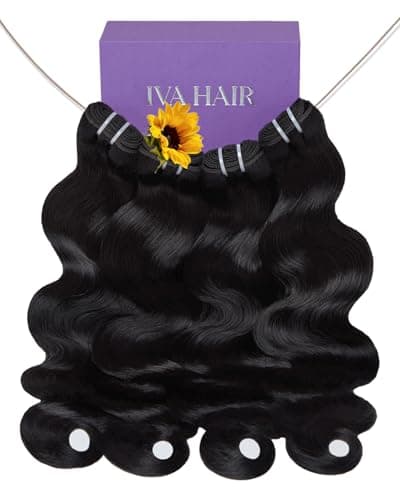 IVA 16A Body Wave Bundles Human Hair, 100% Raw Human Hair Bundles 22 24 26 28 Inch, Triple Lifespan, No Tangle No Shedding, Repeated Washes Maintain Silky Texture