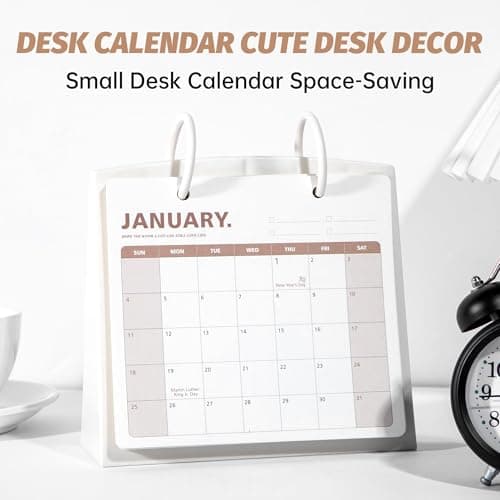 Bibiage Small Desk Calendar 2025-2026, Dec 2025 to Dec 2026, Monthly Decorative Flip Calendar for Desk with to Do List, Cute Desk Decor, Office Supplies, 7" x 6.5", White - Thumbnail 3