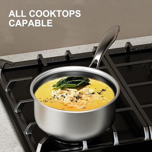 COOKER KING Sauce Pan Set, 1.5 QT & 2 QT Saucepan with Lid, Hybrid Ceramic Nonstick Saucepan, non stick Sauce pot, Stainless steel Cookware, Induction Compatible (PFAS/PFOA/PTFE Free) - Thumbnail 3