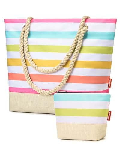 WOOMADA Large Straw Beach Tote - Tote Bag for Towels & Vacation Essentials - Image 1