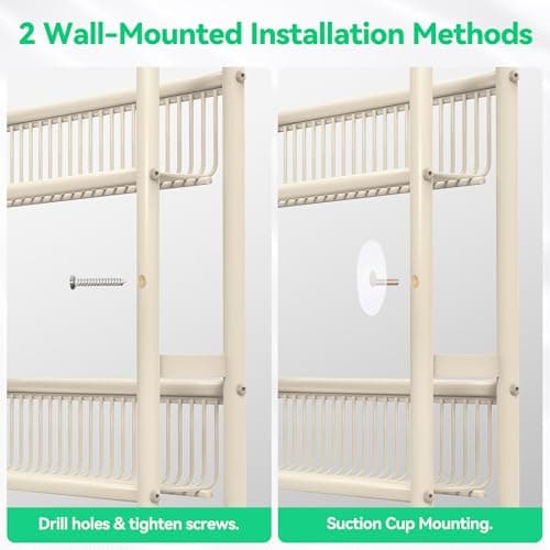 Ormeo Home Behind The Door Narrow Bookshelves Pantry Spice Rack 5-Tier Slim Metal Space-Saving Organizer for Bathroom Closet Kitchen Living Room Sturdy Room Laundry Room, White - Thumbnail 3