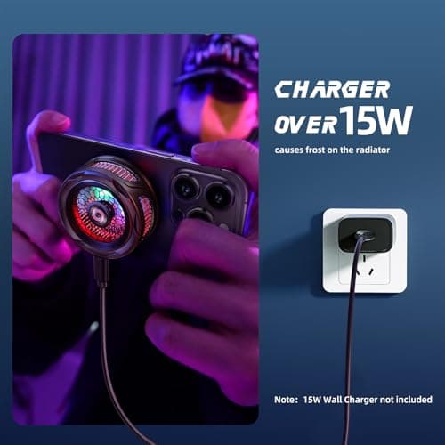 Comvin 3 in 1 Magnetic Cell Phone Cooler for Gaming, Mobile Phone Cooling Fan with Clip, Portable RGB Radiator for iPhone MagSafe Series/Android/iPad, Cellphone Gaming,TK Live Streaming, Outdoor Vlog - Thumbnail 6