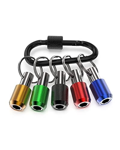 Tool Gifts, Upgrade, Steel Material, Katerk 5PCS 1/4 Inch Hex Shank Screwdriver Bits Holder Extension Bar Screw Adapter Drill Handy Heavyduty Keychain Bit Holder for Electric Screwdrivers, 5 Colors - Image 1