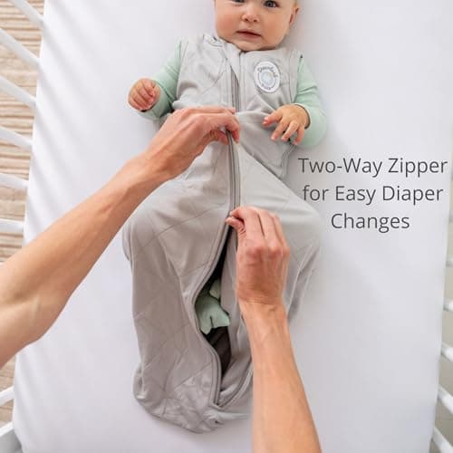 Dreamland Baby Lightweight Bamboo Viscose Sleep Sack (6-12 Months). 1.0 TOG Ultra Soft Blanket w/ 2-Way Zipper. 95% Viscose, 5% Spandex (Ocean). Mom-Owned US Business, Premium Materials - Thumbnail 4