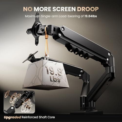SIAGO Dual Monitor Stand, 15 to 32 Inch Monitor Arm, Adjustable Monitors Mount with C-Clamp and Grommet Installation, Made of Iron and Al, VESA Monitor Stand for Desk - Fits 4.4 to 19.8lbs Monitors - Thumbnail 2