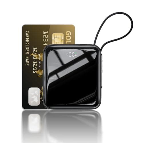 Kuulaa Small Power Bank, Ultra-Compact 10000mAh 35W Fast Charging Portable Charger with Built-in USB-C Cable, Pocket-Size Travel Battery Pack for iPhone 17/16/15, Samsung Galaxy, iPad,Black - Image 1