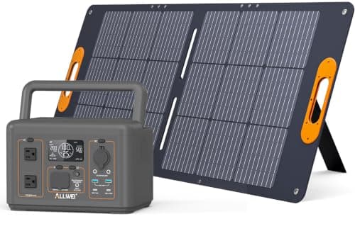ALLWEI 500W Solar Generator with 100W Solar Panel, 512Wh LiFePO4 Battery