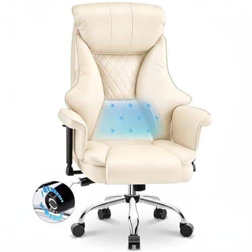 AreShark Big and Tall Office Chair - Executive High Back Leather Office Desk Chair with Adjustable Lumbar Support - Ergonomic Comfortable Heavy Duty Computer Gaming Chair with Padded Arms & Wide Seat