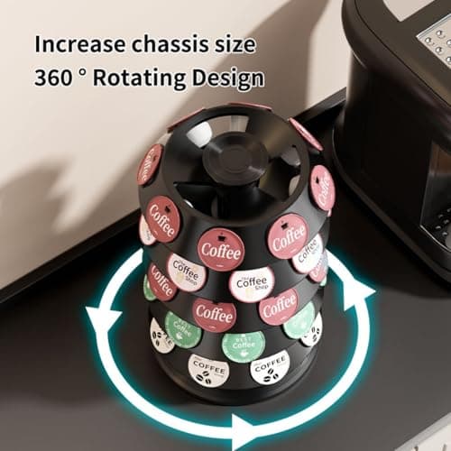 TOMSHUB K Cup Holder, Coffee Pod Holder for Keurig - 40 Capsule Spinning Organizer with 360° Turntable, Space Saving K Cup Storage for Kitchen Counter, Office & Coffee Bar - Thumbnail 6