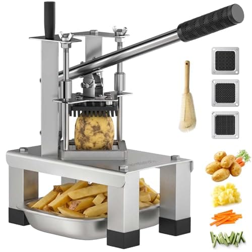 ARINOO Commercial French Fry Cutter and Vegetable Dicer with 3 Stainless Steel Blades – 3/8", 1/2", 1/4" – Heavy Duty Stainless Steel Potato Slicer for Home and Restaurant Use - Image 1