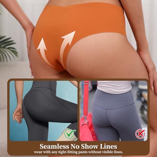 Atisek Womens Seamless No Show Panties Laser Cut Invisible Edge Underwear Soft Stretch Briefs for Leggings Dresses Yoga Pants Multicolor - Thumbnail 4