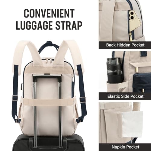 LOVEVOOK Laptop Backpack for Women Men, 17.3 Inch Laptop Bag with USB Port Fashion Waterproof Backpacks Teacher Nurse Stylish Travel Bags Vintage Daypacks for College, Work - Thumbnail 3