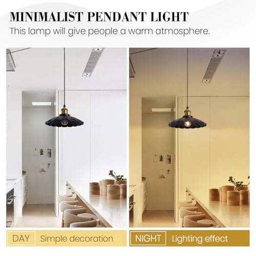 Oyisen Plug in Hanging Light, Vintage Black 9.8 Inch Lampshade 14Ft Plug in Pendant Light for Dining Room and Living Room, Kitchen Island Retro On/Off Switch Hanging Lamp Fixtures 2Pack - Thumbnail 3