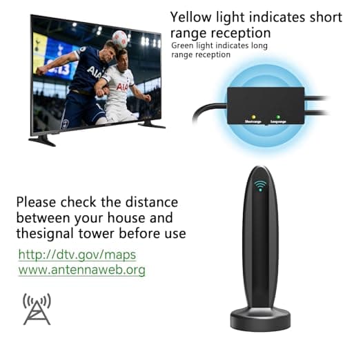 WuayMiy 2026 Upgraded Digital TV Antenna Indoor - Long Range Reception (Up to 580 Miles) - Supports 4K 1080P & ATSC 3.0 Dual Switch Amplifier Signal Booster for Smart TV & Local Channels - Thumbnail 6