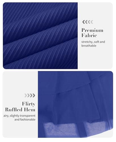 Charmo Womens Swimsuits Tummy Control Swim Dress for Women Swimwear Full Coverage Mesh Sheer Bathing Suit Blue S - Thumbnail 5