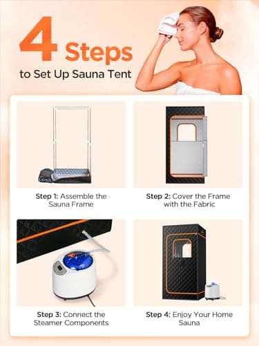 pikulLA Portable Sauna for Home, Personal Portable Steam Sauna Tent with 1200W 3L Steamer Heater, 15 Levels, Remote Control, Foldable Chair, Cozy Big Size 36 * 36 * 71 inches - Thumbnail 6