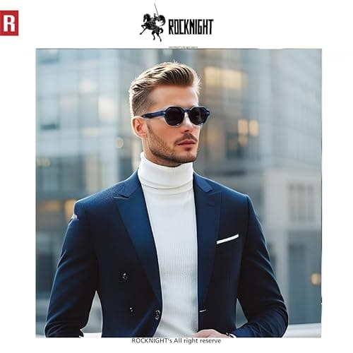 ROCKNIGHT HD Driving Polarized Sunglasses UV Protection Outdoor Chunky Shades for Men lentes para hombre Travel Hiking Party Sunglasses Acetate Blue Frame - Thumbnail 2