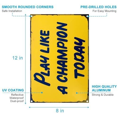 Carastora Vintage Metal Tin Sign Funny Sarcastic Party Wall Art Decor Signs Play Like A Champion Today Tin Metal Tin Sign Tin Plate Sign Wall Art Decor Tin Sign For Bar Restaurant Cafe Man Cave Pub - Thumbnail 6