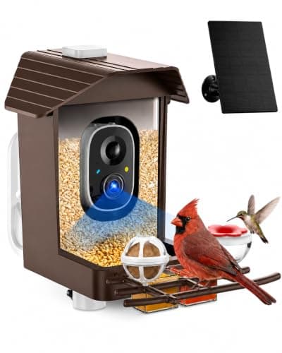 Bird Feeder with Camera, Solar Powered Smart Bird Feeder Camera Outdoor, 2K HD Live Video, Motion Detection Alerts, 2.4GHz WiFi, IP65 Waterproof, Bird Watching Gift for Backyard - Image 1