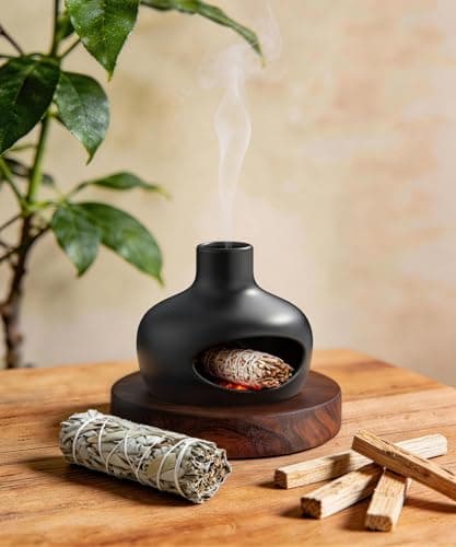 Kitcroet Palo Santo Holder - Modern Chiminea Incense Burner for Yoga, Meditation, and Anxiety Relief - Wood Sticks Dish, Sage Ash Catcher, Smudge Bowl, Cone Burner - Cauldron - Thumbnail 6