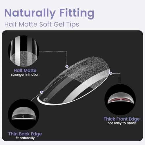 Short Oval Round Nail Tips, 240PCS Soft Gel Pre-shaped Half Matte Short Round Gel Nail Tips, 12 Sizes Full Cover Acrylic Press on Fake Nails for Nail Extension Art DIY Nail Salon - Thumbnail 3