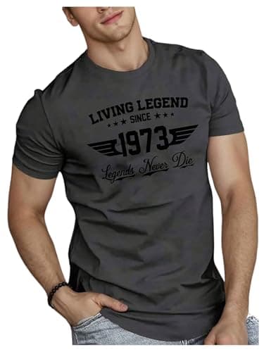 GORGLITTER Men's Casual Fitted Novelty Graphic Tees Vintage Short Sleeve Round Neck T-Shirt Streetwear Clothes Grey X-Large - Image 1