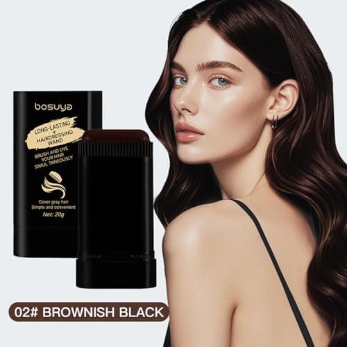 1 Pack Hair Color Stick Brownish Black for Gray Coverage Temporary Hair Dye Wand for Quick Root Touch Up Easy Washable & Non-Damaging Formula - Thumbnail 4