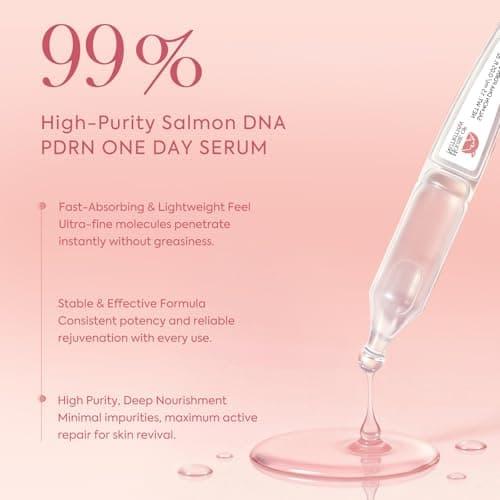 Salmon DNA Serum, 99% PDRN High-Purity Ampoule, Anti-Aging One Day Serum with Recombinant Collagen & Glutathione, Korean Skincare for Wrinkles, Deep Hydration, Firming, Glass Skin, 0.05 fl.oz x 30e - Thumbnail 3