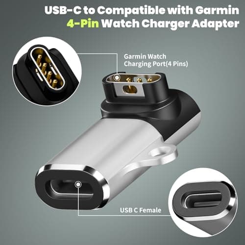 USB C Adapter Compatible with Garmin Watch 3Pack,Type C Cable Adapter Charging Cable Cord for Garmin Fenix 8 7 7S 6, Vivoactive 6 5 4S, Forerunner 55/165/970/570/945/265(Silver) - Thumbnail 4