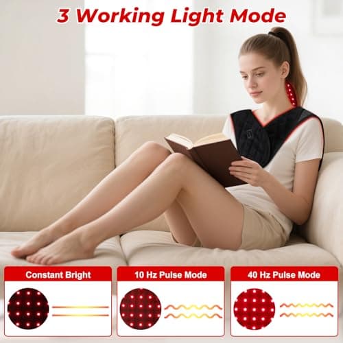 Cholas Red Light Therapy for Body, 3-in-1 Near Infrared Red Light Therapy for Shoulder Back Neck, 660nm and 850nm Wearable Red Light Pad with 3 Light Modes, for Office Home Use,Gift for Men Women - Thumbnail 3