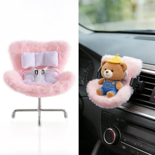Ezcora Accessories for 10-17cm Dolls, Doll Car Seat with Clip onto Car Air Vent, Includes Seat Leg for Desktop Display (Pink)