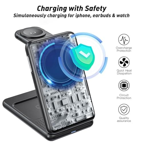 Upgraded 3-in-1 Magnetic Wireless Charger, Foldable Charging Station, Electromagnetic Induction Base,Compatible with MagSafe,Compatible with iPhone 12-17 Series, Apple Watch, and AirPods - Thumbnail 4