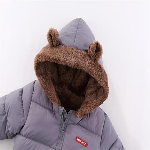 JiAmy Baby Winter Fleece Coat Kids Boys Jacket Outwear Girls Padded Clothes Grey 5-6 Years - Thumbnail 2