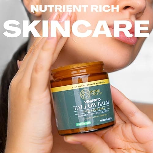 Pure Truth Whipped Tallow and Honey Balm (Citrus), Beef Tallow for Skin Care, Grass Fed + Finished Tallow Moisturizer Cream for Face & Body w/Organic Honey, Aloe Vera, Jojoba Oil - Men Women 3.25oz - Thumbnail 6