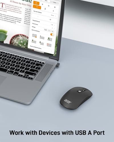 Acer Computer Mouse Wireless, 2.4G Slim USB Wireless Mice with USB Receiver, Small Sized Hands, 800/1200/1600 Adjustable DPI Optical Laptop Mouse with 4 Buttons, Portable for Laptop, Desktop, PC - Thumbnail 5