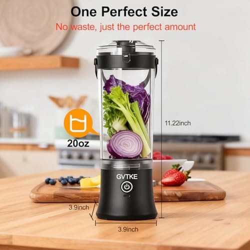 GVTKE Portable Blender Dual Mode 18000RPM 20Oz Blending Cup Ice Crushing Smoothie Frozen Fruit Mini Home Gym Travel(Black) - Thumbnail 4