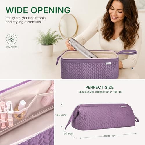 KarSyon Shark Flex Style Case for Dy son Airwrap Hair Dryer Brush Revlon Hair Tools Travel Bag Carrying Case Flat Curling Iron Organizer (Purple) - Thumbnail 3