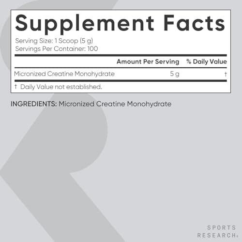 Sports Research® Creatine Monohydrate (Micronized) Powder 5g, 35.27oz - Thumbnail 5