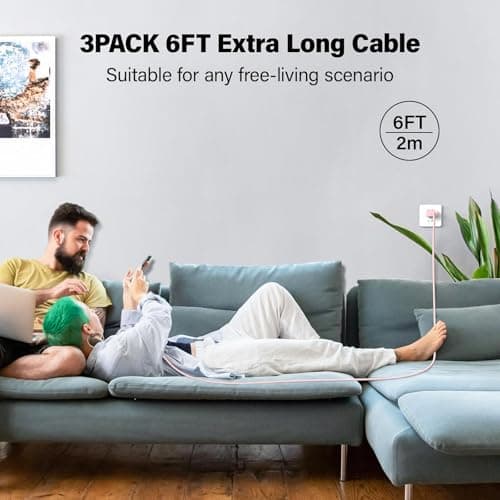 Phone Charger Fast Charging, 3 Pack 20W Type C Wall Charger Block, Fast Charging 20W Power Adapter Cube Compatible with Phone 14/Pro/Pro Max/Plus/13/12/11, XS/XR/X, Pad, Samsumg (White Pink Blue) - Thumbnail 6