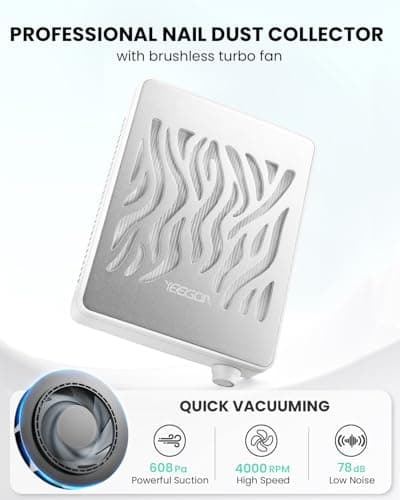 Nail Dust Collector-4000RPM Professional Nail Vacuum Dust Collector with Reusable Filter, 608Pa Nail Fan Dust Collector, Dual Voltage - Thumbnail 3