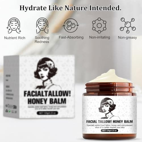 Tallow and Honey Balm - 2025 Natural Beef Tallow Cream for Skin, 4.23 OZ Tallow Face Moisturizer for Cracked & Dry Skin, Hydrating Deeply Nourishing Organic Beef Tallow Cream for Face & Body Skin Care - Thumbnail 6